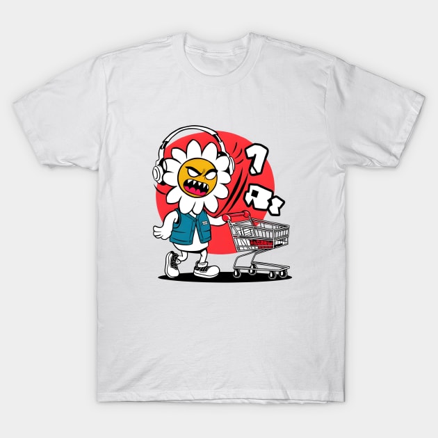 Angry Grocery Flower Cartoon T-Shirt by Hacienda Gardeners